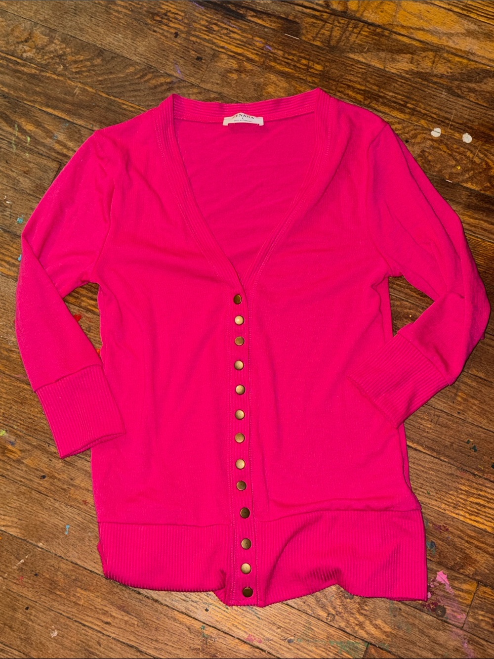 Zenana Outfitters Hot Pink Button-Front Cardigan
